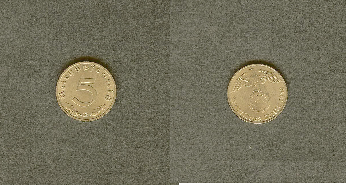 ALLEMAGNE 5 Reichspfennig 1938E SPL